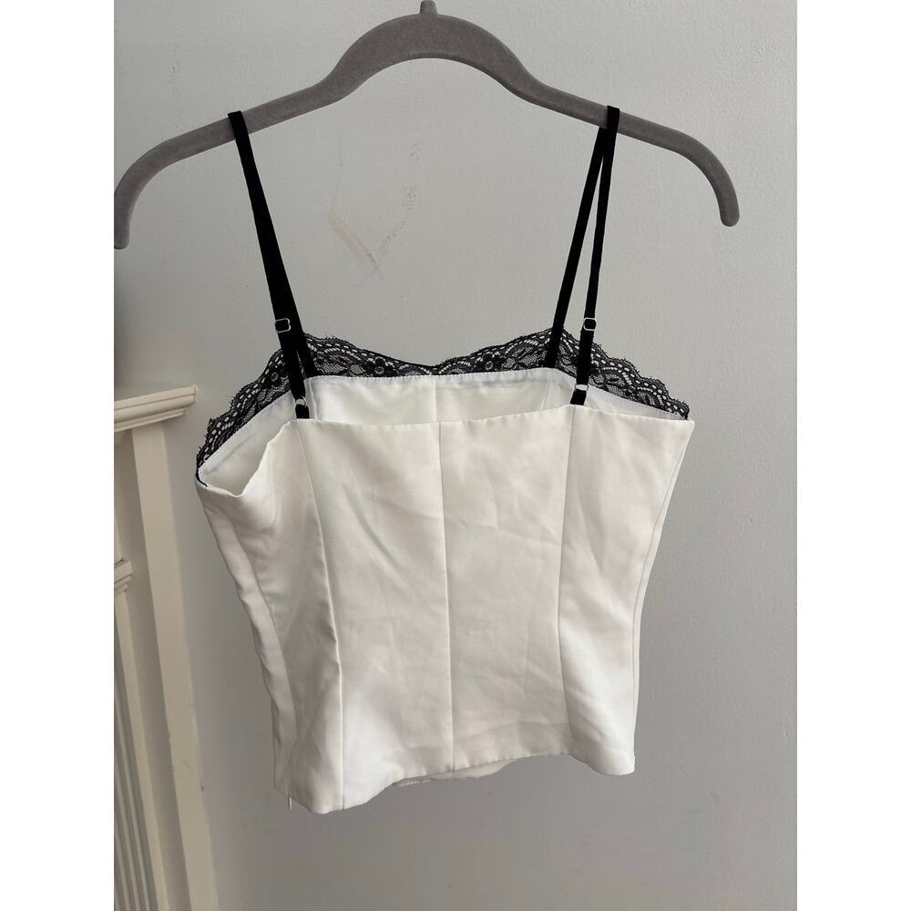 White Satin Lace Trim Cami Top Women’s
Adjustable Straps Y2K Minimalist - Picture 8 of 9